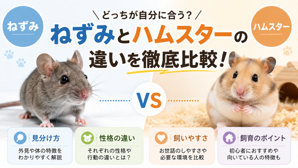 ねずみとハムスターの違いを徹底比較！見分け方・性格・飼いやすさまで解説