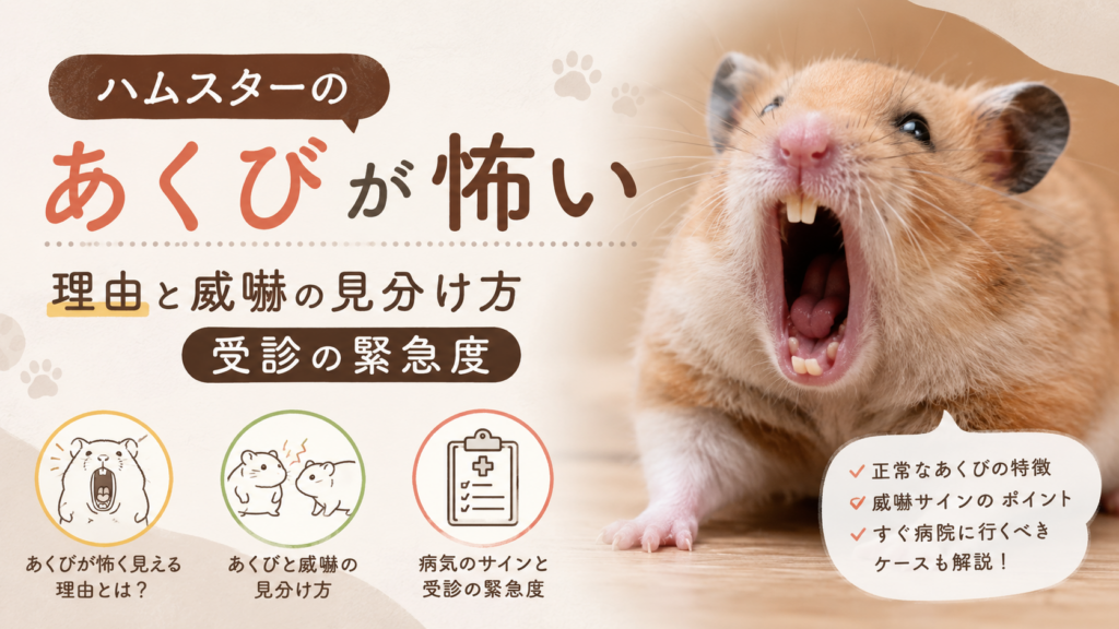 ハムスターのあくびが怖い理由と威嚇の見分け方・受診の緊急度