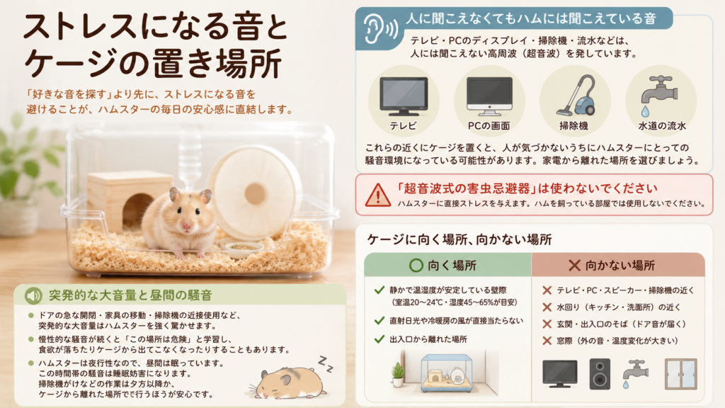 ストレスになる音とケージの置き場所