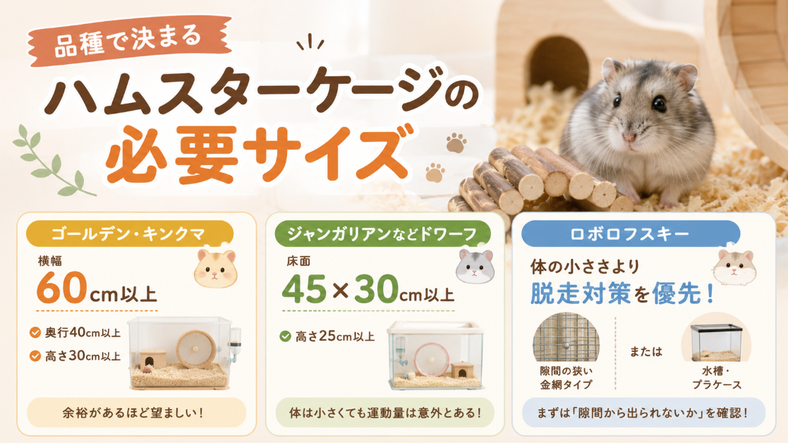品種で決まるハムスターケージの必要サイズ
