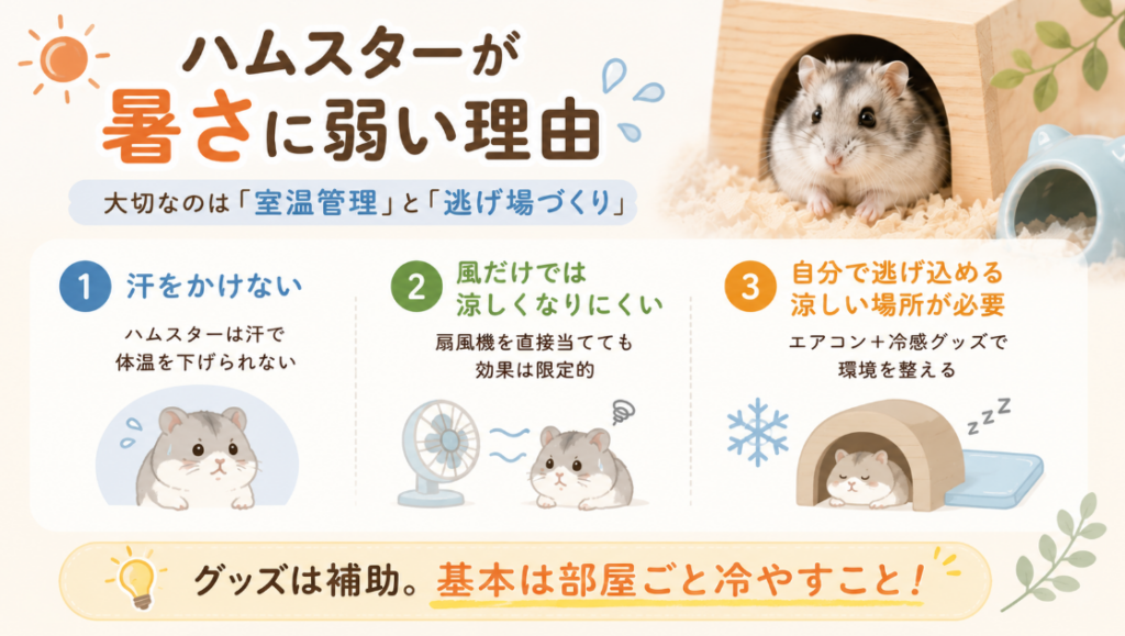 ハムスターが暑さに弱い理由と、グッズだけに頼れない理由