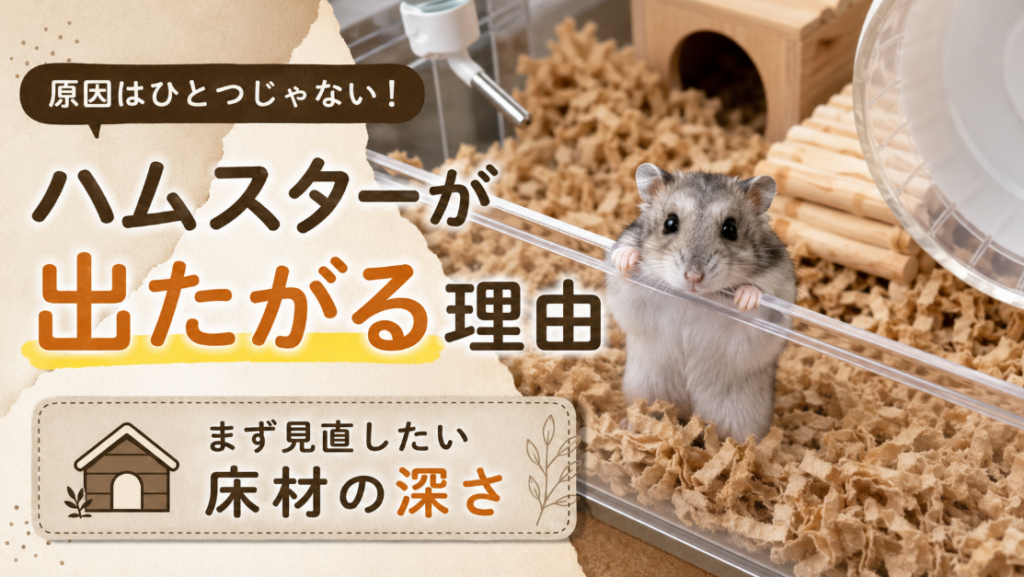 ハムスターがケージから出たがる理由は？まず見直したい床材の深さ