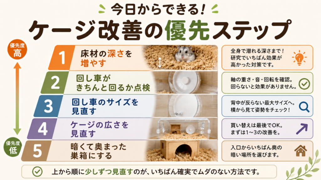 床材を深くすることから始める、ハムスターのケージ環境改善5ステップ