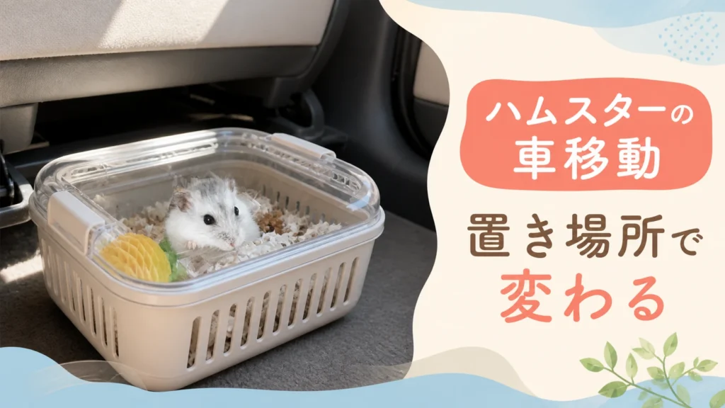 ハムスターを車で安全に移動させる置き場所を紹介する画像