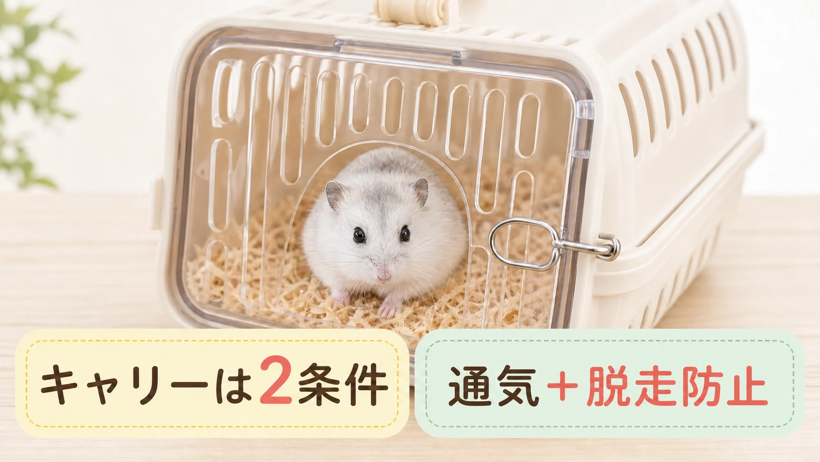 通気性と脱走防止を備えたハムスター用移動キャリーの画像