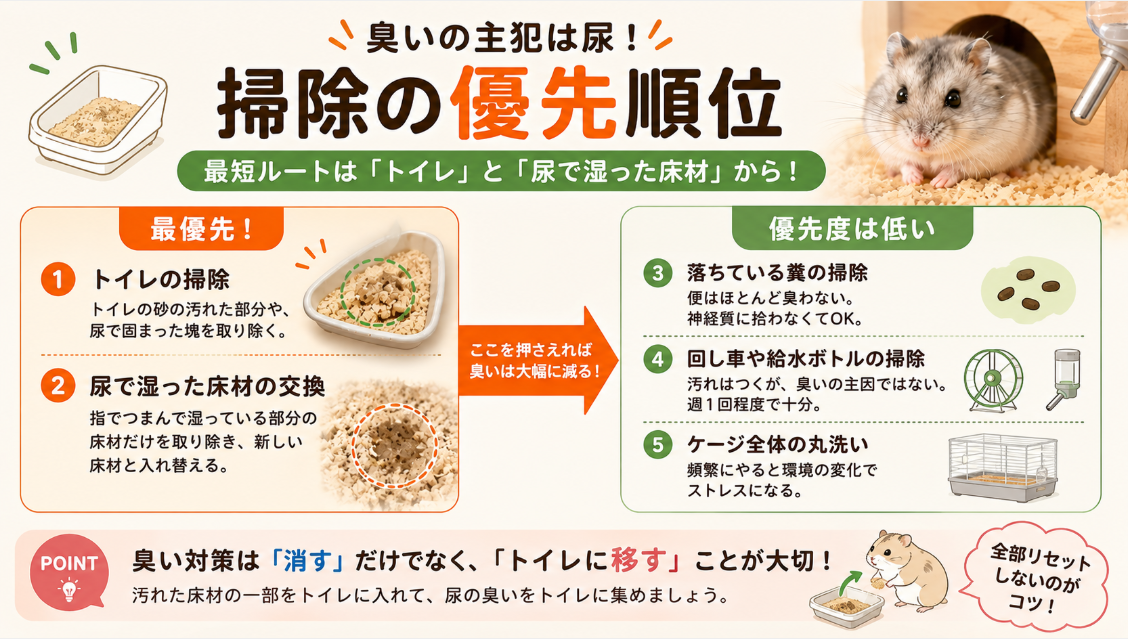 臭いの正体は尿。便はほとんど臭わない